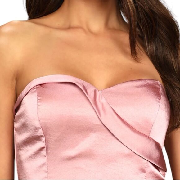 NWT Lulus Real Romantic Light Rose Satin Strapless Maxi Dress Size L - Picture 5 of 7